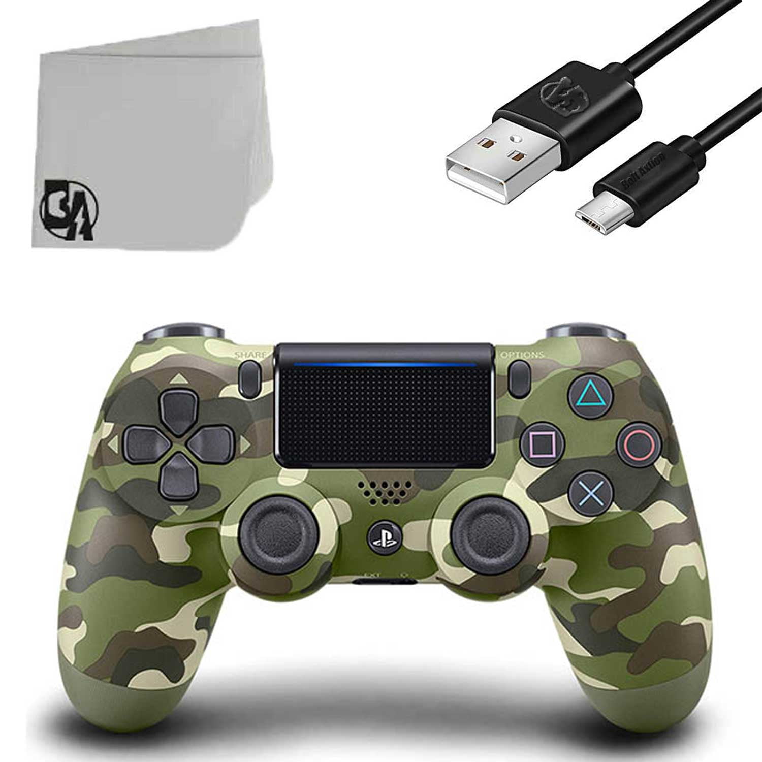 Dual Shock PS4 Wireless Green Camo Controller with Charging Cable