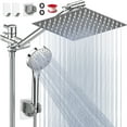 thumbnail image 1 of Cshidworld Dual Shower Head Combo, 8" High Pressure Rain Shower Head with 11" Adjustable Extension Arm, 5 Settings Handheld Shower Head with 59" Hose & Holder, Silver Chrome, 1 of 10