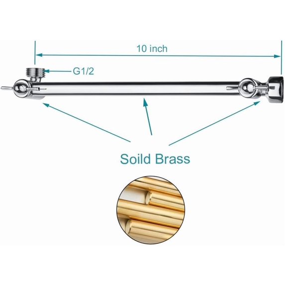 19 Inch Shower Head Extension Arm, Upgrade Flexible Height & Angle 19 Inch Shower Head Extension Arm, Upgrade Flexible Height & Angle