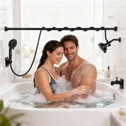 YEERSWAG  Dual Shower Head for Couples, Double Shower Head System for Two People, High Pressure and Adjustable Double Shower with Multimodal Shower Head Fits 2 Person Black