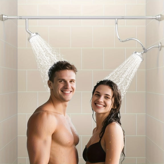 Dual Shower Head System for Couples - High Pressure Shower Heads with Multiple Spray Modes, Wide Track Shower Bath System for Various Bathroom Sizes, Easy Installation for Apartments and Homes