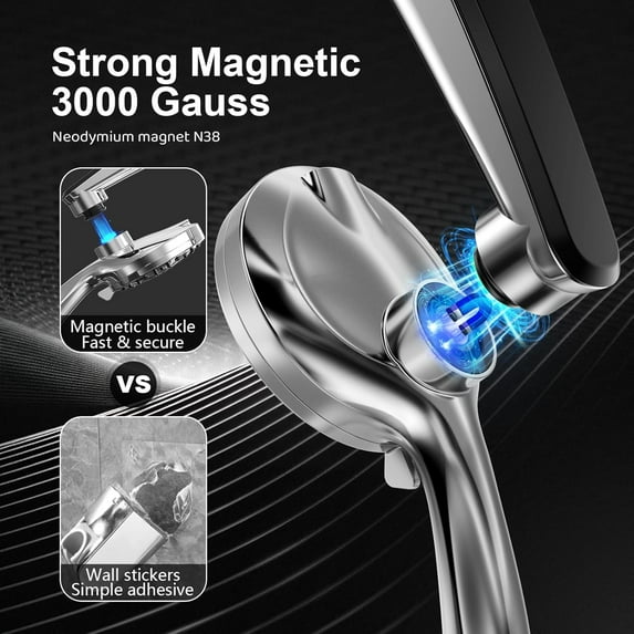 Dual Shower Head System with Magnetic Docking, 12-Inch Rainfall Square Head and 10-Setting High Pressure Handheld Sprayer for Bathroom