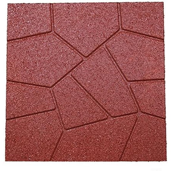 Dual-Side Garden Rubber Paver 16"x16" for Paver, Step Stone and Walk Way, Safety Rubber Tile Red (6 PCS per Pack)