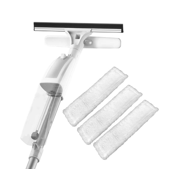 Dual Side Window Squeegee Cleaner Straight Extension Pole Extendable Long Handle with Water Spray Window Cleaning Brush for Indoor Bathroom 3 Rag