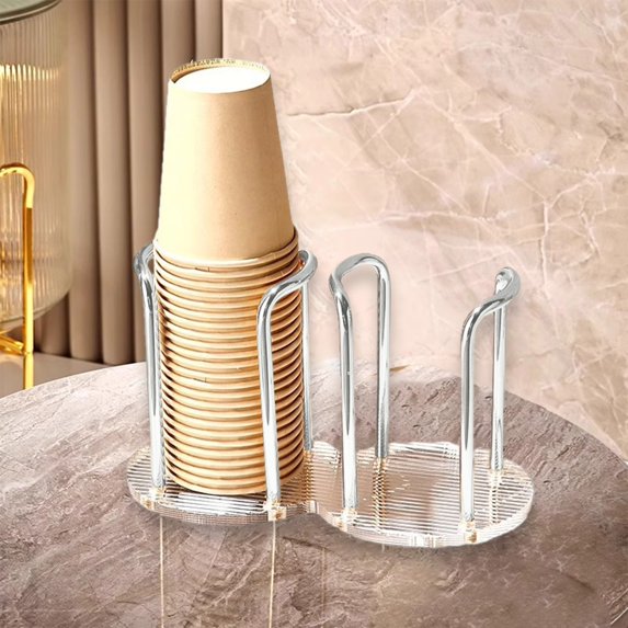 Acrylic Cup Holder Organizer - Space-Saving Storage Rack for Disposable Cups - Stylish Countertop Display Stand for Home,Office and Party Supplies