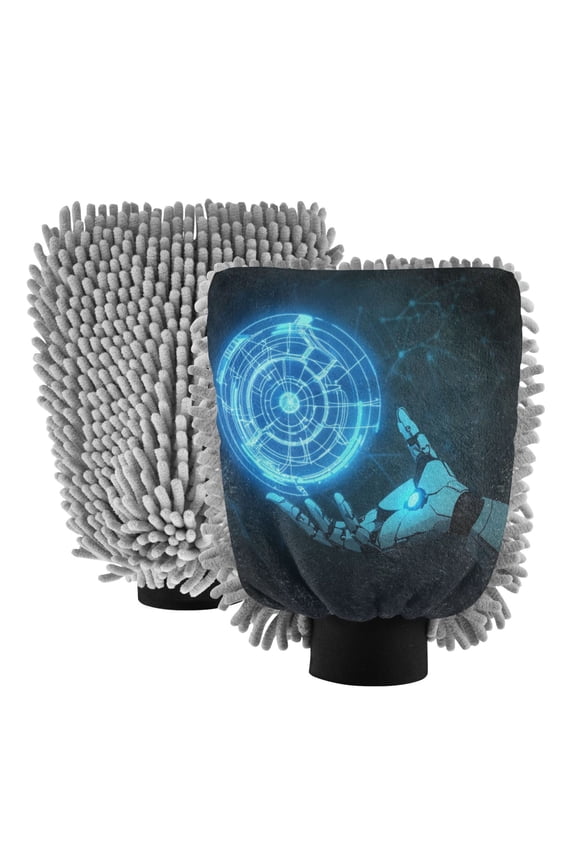 Dual-Sided Car Wash Gloves Car Washing Mitts with Elastic Cuffs Robot Hand