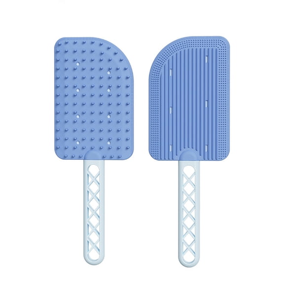 Dual-Sided Cat Deshedding Brush, Pet Grooming Comb for Loose Fur Removal, Massaging Scraper Tool, Indoor Shedding Control Tool, 1Pc, Blue