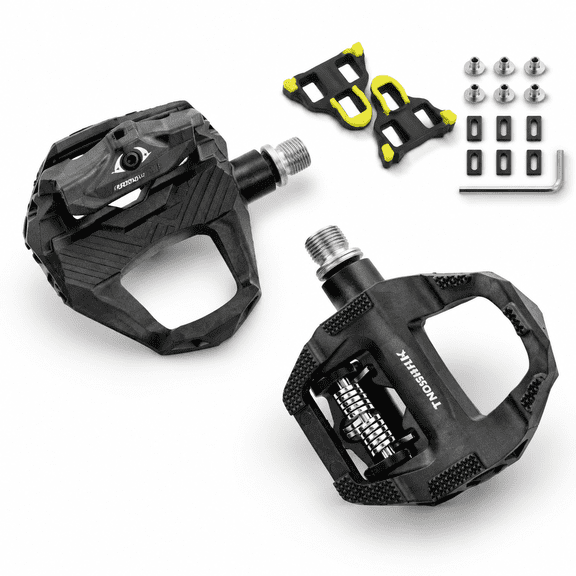 Dual Sided Clipless Road Bike Pedals with 3 Bearings, Compatible with Shimano SPD-SL, Flat and Locking Platform