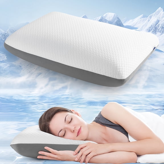 Dual-Sided Cooling Contour Pillow, Neck & Shoulder Support, Zippered Washable Cover for Side/Back Sleepers