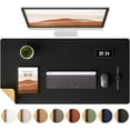 thumbnail image 1 of Dual-Sided Desk Pad, Leather Desk Mat, Natural Cork Desk Pad Protector, Large Mouse Pad for Desk, Waterproof Desk Blotter Pad, Desk Writing Pad for Office Work/Home (23.6"x11.8"), 1 of 8