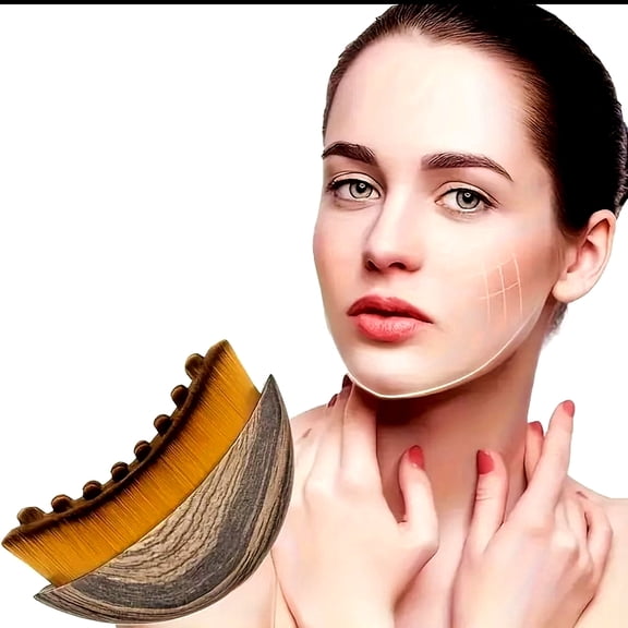 Dual-Sided Facial Massage Brush - Soft Bristle Lymphatic Drainage Brush for Jawline Lifting & De-puffing, Ergonomic Contour Sculpting Tool for Face & Neck（Large 1pcs）