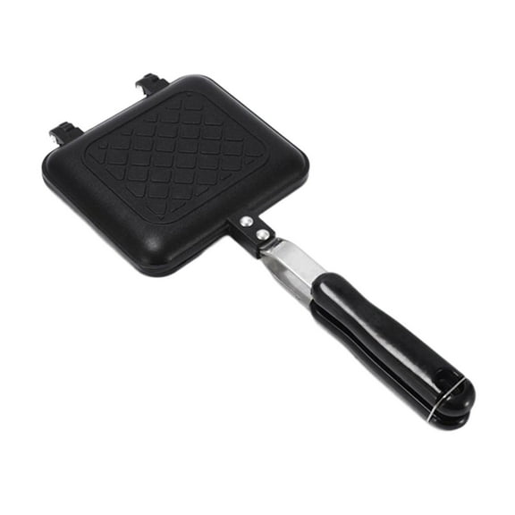 Dual Sided Heating Cooking Pan, Nonstick Skillet Long Handle Rectangle Cooking Tool Ham Burger Omelet Pancakes Maker for Gas