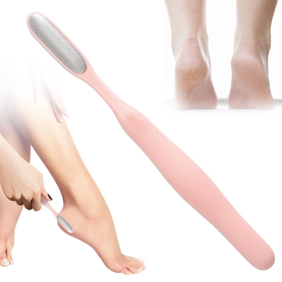 Dual Sided Metal Foot File Callus Remover, Long Handle Pedicure Foot Scraper, Portable Dead Skin Corn Exfoliator Tool for Cracked Heel Foot Spa Home Pedicure Care