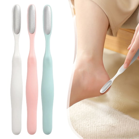 Dual Sided Metal Foot File Callus Remover, Long Handle Pedicure Foot Scraper, Portable Dead Skin Corn Exfoliator Tool for Cracked Heel Foot Spa Home Pedicure Care