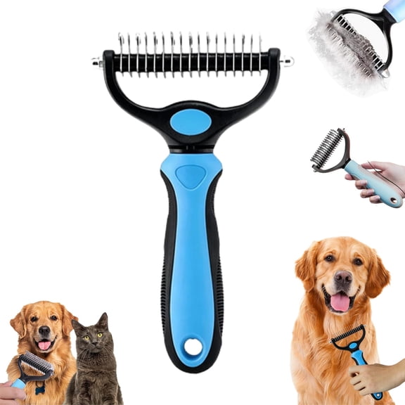 Dual-Sided Pet Grooming Comb for Dogs & Cats, Deshedding and Dematting Brush for Tangles, Knots & Loose Fur