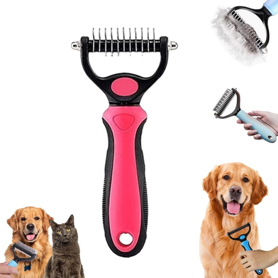 Dual-Sided Pet Grooming Comb for Dogs & Cats, Deshedding and Dematting Brush for Tangles, Knots & Loose Fur