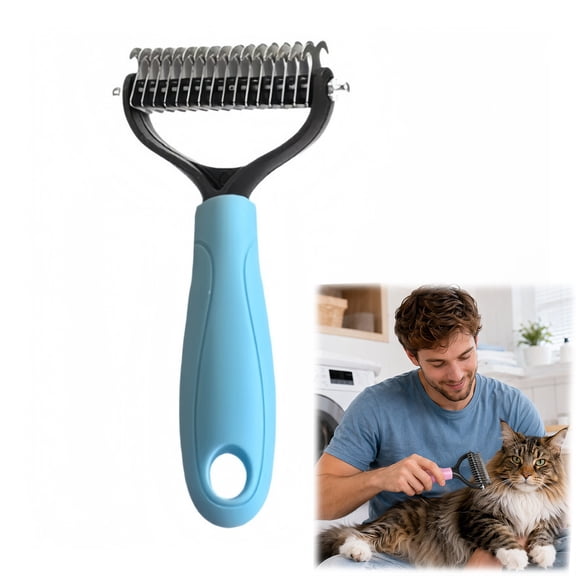 Dual-Sided Pet Grooming Comb for Dogs & Cats - Pet Grooming Tool, 2026 New 2-in-1 Deshedding & Dematting Undercoat Rake for Long Haired Dogs