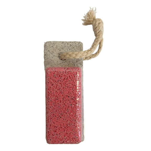 Dual Sided Pumice Stone, Exfoliate and Smooth Feet with Coarse, Fine Grit, Removes Calluses and Rough Skin, Softens and Revitalizes, Shower Friendly with Cotton Rope, Compact and Easy to Use, Pink