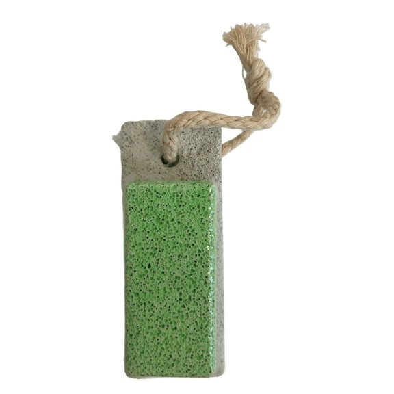 Dual Sided Pumice Stone, Exfoliate and Smooth Feet with Coarse, Fine Grit, Removes Calluses and Rough Skin, Softens and Revitalizes, Shower Friendly with Cotton Rope, Compact and Easy to Use, Green
