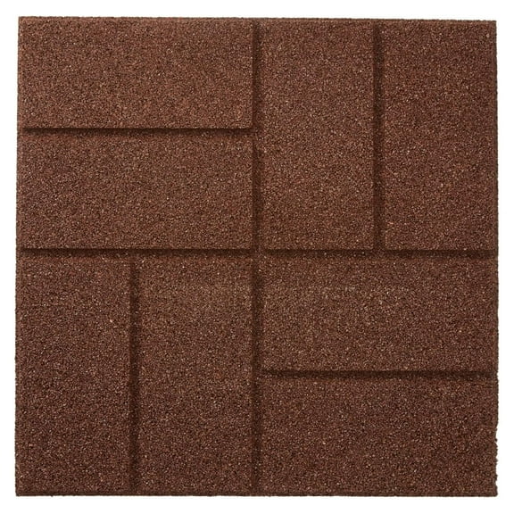 Dual Sided Rubber Paver Tile - 16" X 16" X 3/4" (Brown, 8 Tiles)