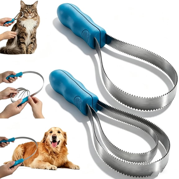 Dual Sided Shedding Blade, Stainless Steel Deshedding Grooming Tool with Soft Abs Grip, Pet Curry Comb Removes Loose Hair & Undercoat for Dogs, Cats, Fits Short & All Coat Types (A)