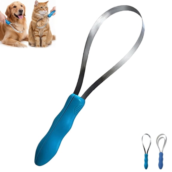 Dual Sided Shedding Blade for Cats, Stainless Steel Undercoat Rake, Removes Loose Hair with ABS Grip