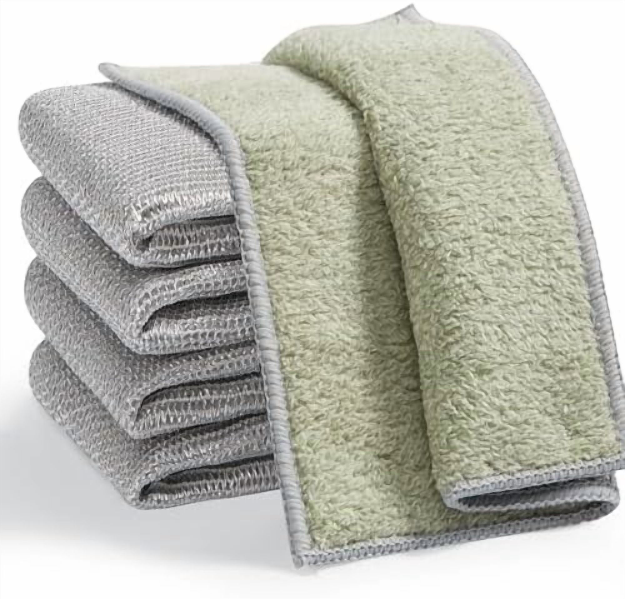 Dual-Sided Silver Microfiber Cleaning Cloth, Reusable Non-Scratch ...