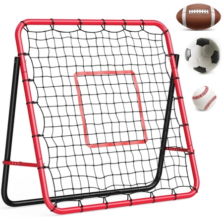 Dual-Sided Soccer Rebounder Net, Adjustable Angle Pitchback Trainer, Portable Football Training Net for Backyard, Team & Solo Drills