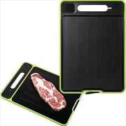Dual-Sided Thawing and Cutting Board with Knife Sharpener & Garlic Grater - Black