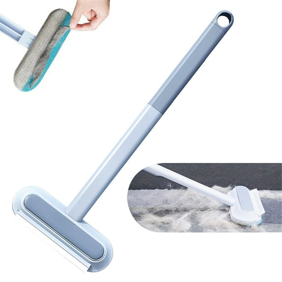 Dual-Sided Window Screen Cleaner Brush - 17.5" Blue Handle Mesh Scrubber for Glass, Shower Tile & Patio Doors, Extendable Pole Compatible Cleaning Tool Clearance