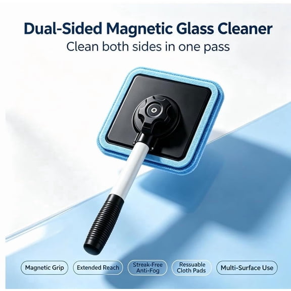 Dual Sided Windshield Wow Magnetic Car Window Cleaner, Double-Sided Magnetic Glass Cleaning Tool, Streak Free Auto Windshield Wiper for Car Interior Exterior Window Glass Cleaning