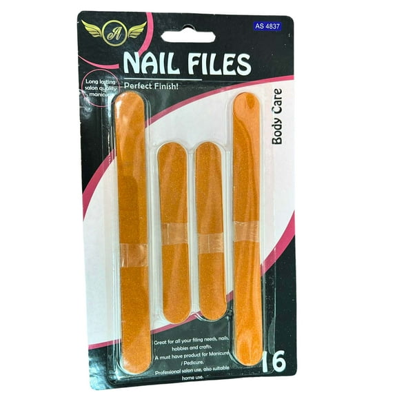 Dual-Sided Wooden Emery Board Nail File Set : 16 Pc Set