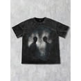 thumbnail image 1 of Dual Silhouette Wave Graphic Vintage Oversized Washed High Street Grunge Y2K Short Sleeve Crewneck Cotton Unisex Men's Women's Tee Shirt, 1 of 5