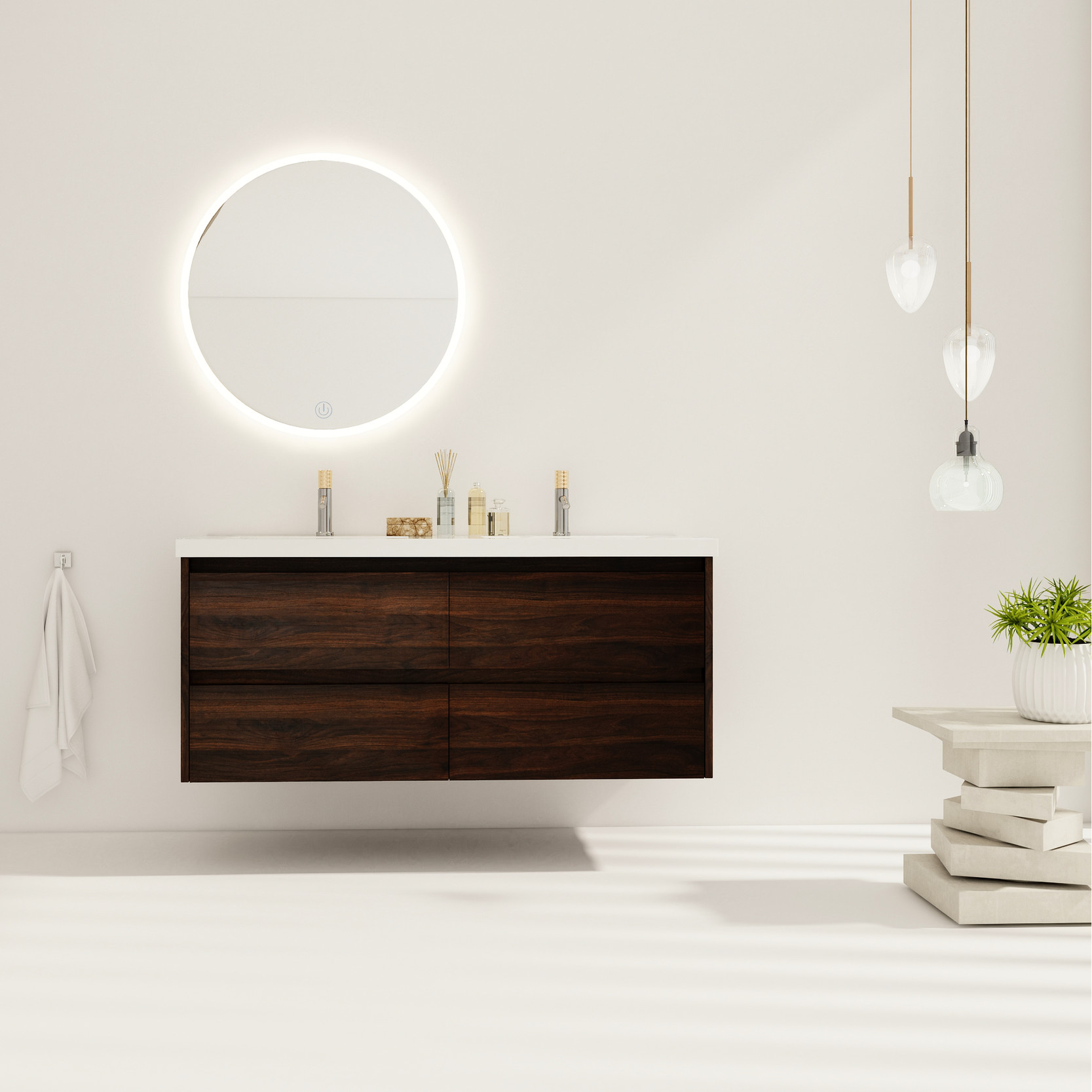 Dual Sink Bathroom Vanity - Floating Design for a Simple and Elegant ...