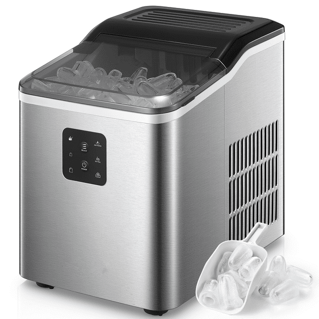 DualSize Ice Maker Countertop, 9 Bullet Ice in 6M, 28lbs in 24h