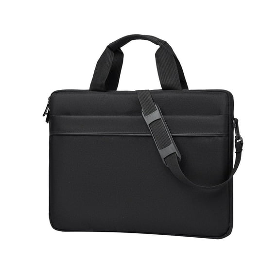 Dual-Size Laptop Tote Bag Professional Polyester Business Carryall 14.96x10.63in & 16.14x11.81in Lightweight Computer Briefcase Water-Resistant Shoulder Case(Black/A)