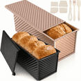 thumbnail image 1 of 1lb & 2.2lb  Pullman Bread Pan Set with Covers - Toolkit Included, Square Loaf Molds for Sandwich Bread & Sourdough, Complete Baking, 1 of 8