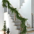 thumbnail image 1 of Dual-Size Realistic Norfolk Pine Christmas Garland - 9Ft Weatherproof Green Plastic Rattan for Indoor Outdoor Holiday Decor, 1 of 6