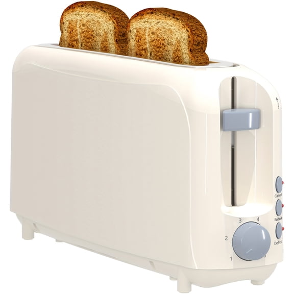 Dual-Slot Compact Toaster for Bagels & Thick Bread - 6 Browning Levels with Cancel, Reheat, Defrost & Pause - Removable Crumb Tray, Auto Shut-Off - 120V, Under 750W