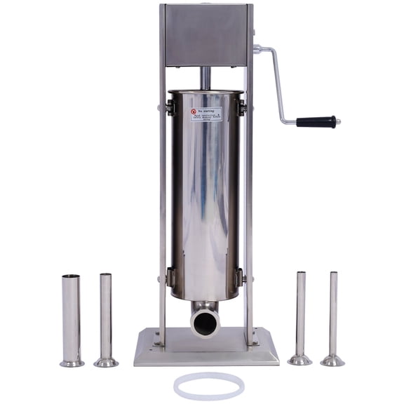Dual Speed Stainless Steel Sausage Stuffer 7LB Vertical Meat Filler with 4 Tubes for Commercial Kitchen