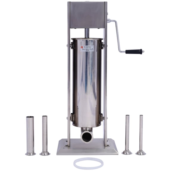 Dual Speed Stainless Steel Sausage Stuffer 7LB Vertical Meat Filler with 4 Tubes for Commercial Kitchen