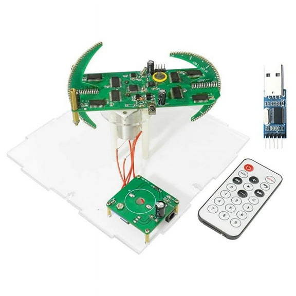 Dual  Spherical Rotating LED Kit Color Clock Display Remote Control Microcontroller DIY Electronic with Downloader