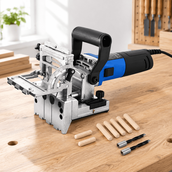 Dual Spindle Dowel Jointer with 8mm and 6mm Bits, Woodworking Plate Joiner Kit