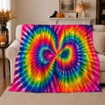 thumbnail image 1 of Dual Spiral Tie Dye Sofa Scene, Retro Crinkle Dye Style for Tie Dye Lovers, Rainbow Spiral Mantel Theme and Halloween Gift, Warm Flannel Blanket for Bedroom Living Room, Home Decor, 1 of 9