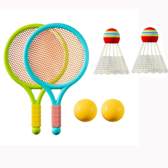 Dual Sport Racket Combo Set - Badminton Tennis Pair with Shuttlecocks Balls Interactive Family Activity Indoor Outdoor Recreation Game Lightweight Kit