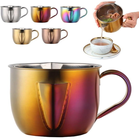 Dual Spout Fat Separator – Stainless Steel Gravy & Soup Strainer with Cool-Touch Handle, Multi-Function Broth & Sauce Oil Separator for Cooking, Hot Pot, Stew
