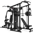 thumbnail image 1 of Dual-Station Smith Machine Home Gym, 140LB Weight Stack with LAT Pull-Down & Leg Press, All-in-One Workout Station for Couples & Family Strength Training, 1 of 9
