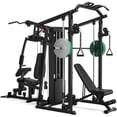 thumbnail image 1 of Dual-Station Smith Machine Home Gym, 140LB Weight Stack with LAT Pull-Down & Leg Press, All-in-One Workout Station for Couples & Family Strength Training, 1 of 9