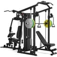 thumbnail image 1 of Dual-Station Smith Machine Home Gym, 140LB Weight Stack with LAT Pull-Down & Leg Press, All-in-One Workout Station for Couples & Family Strength Training, 1 of 9