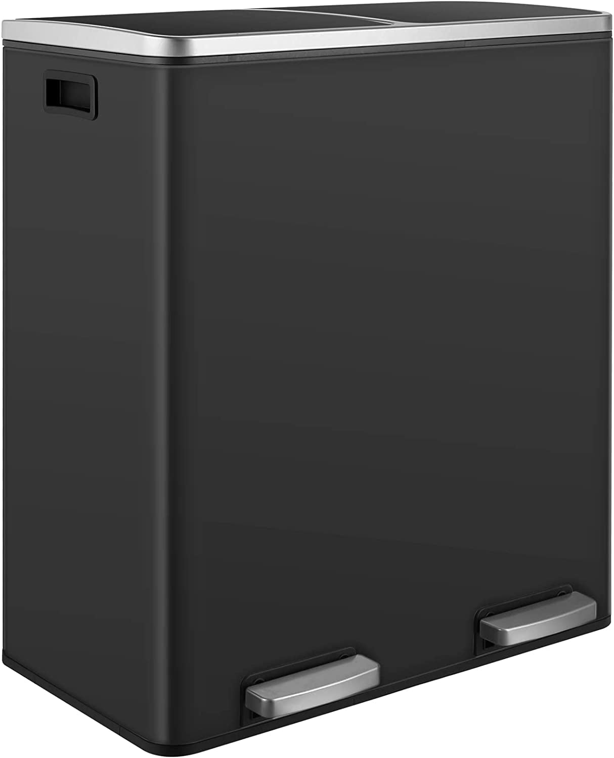 Dual Step Trash Can, Stainless Steel Garbage Can with 2 SoftClose Lid